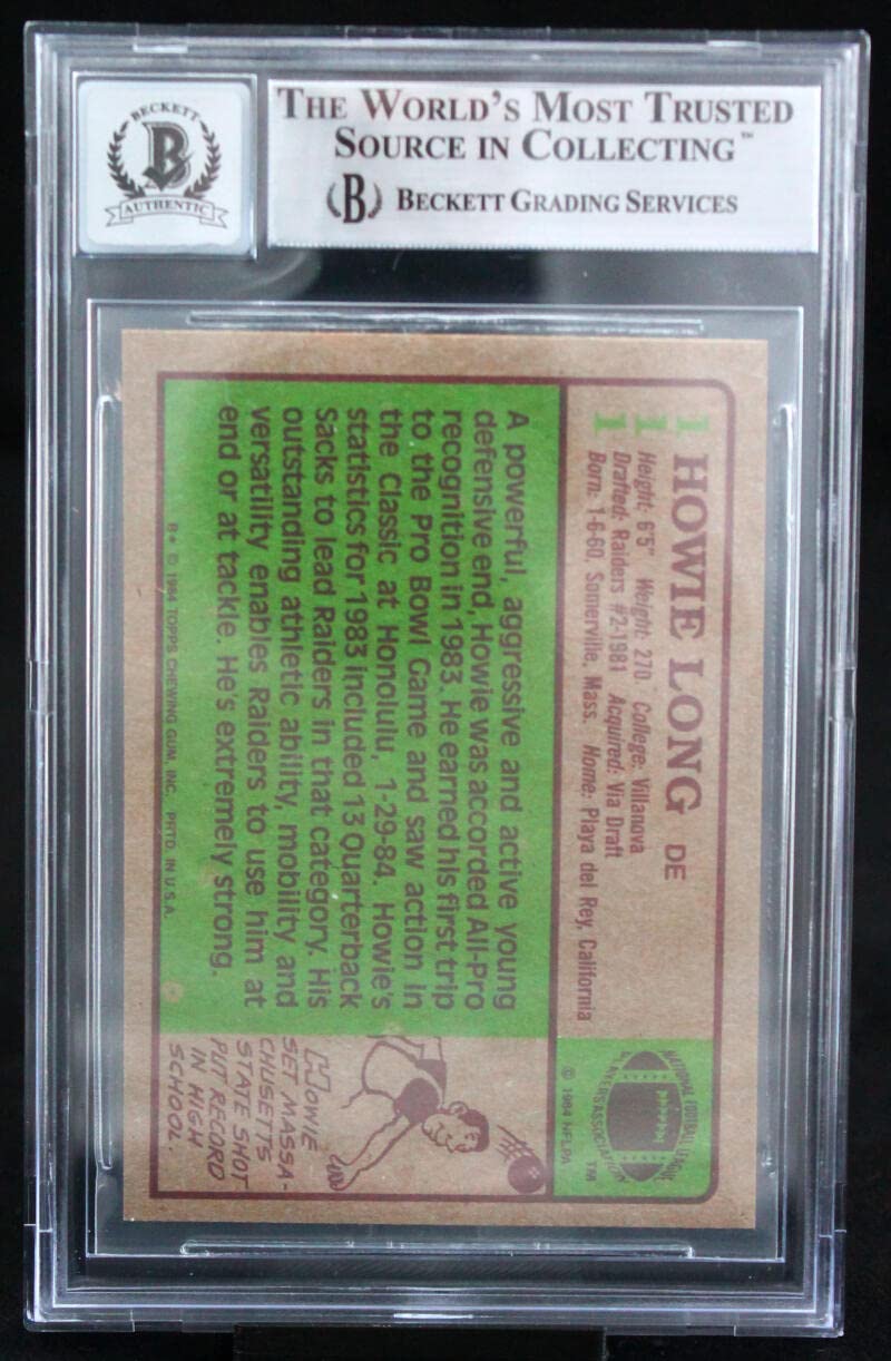 1984 Topps #111 Howie Long Auto Oakland Raiders BGS Autograph 10