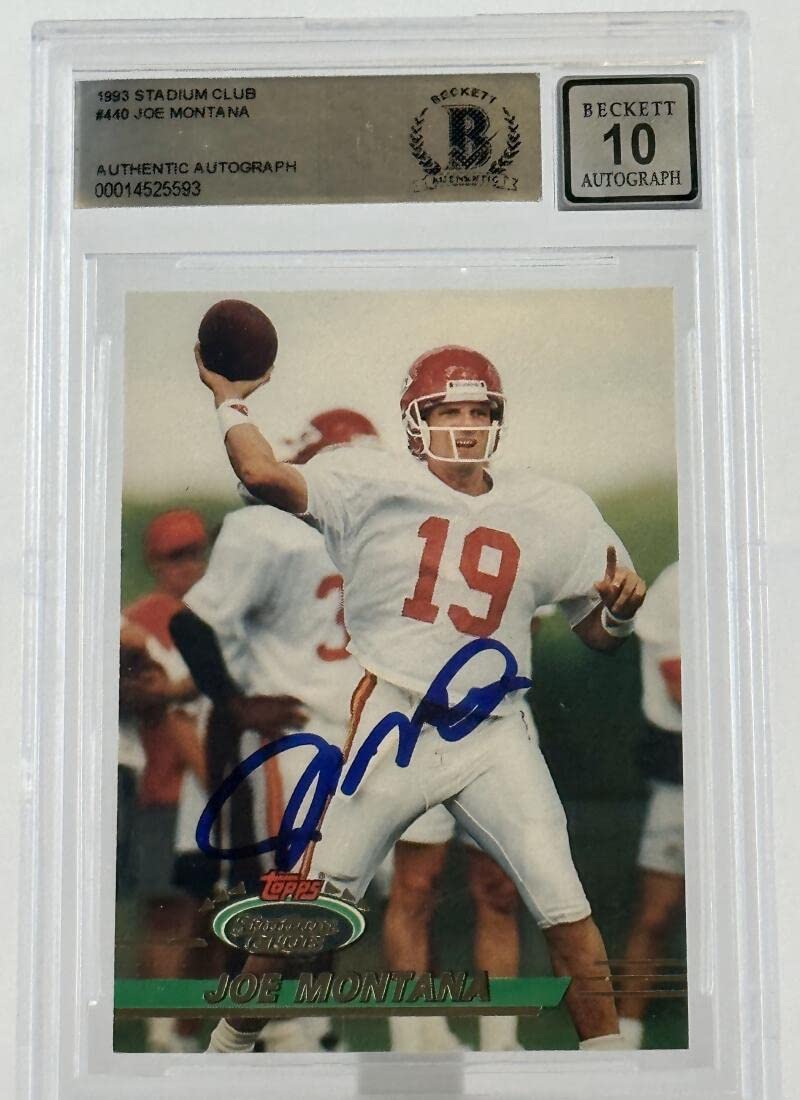1993 Stadium Club #440 Joe Montana Auto Kansas City Chiefs BGS Autograph 10