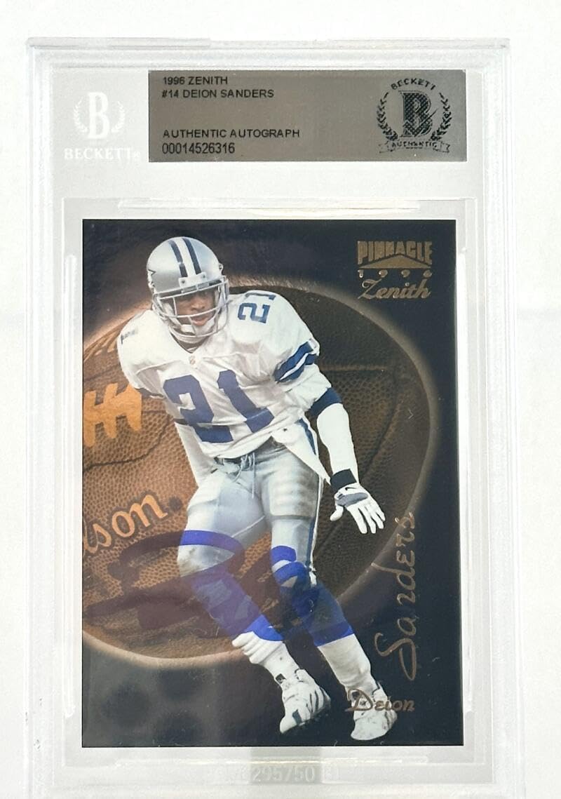 1996 Pinnacle Zenith #14 Deion Sanders Dallas Cowboys Autograph Beckett Auth