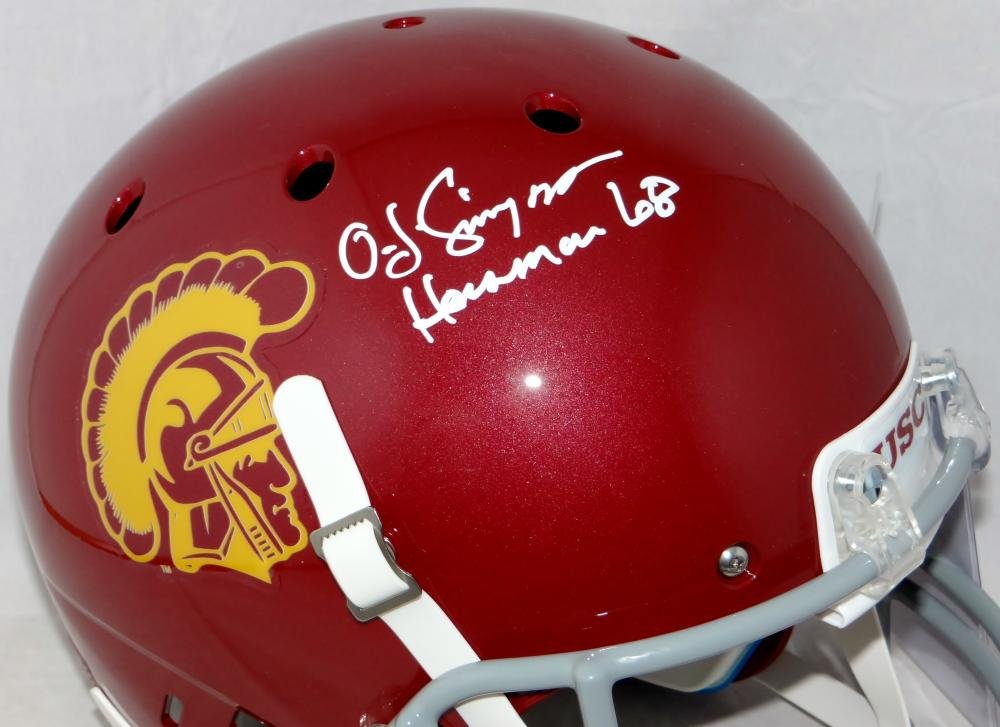 O. J. Simpson Signed USC Trojans F/S Schutt Helmet Heisman- JSA W Auth *White-F