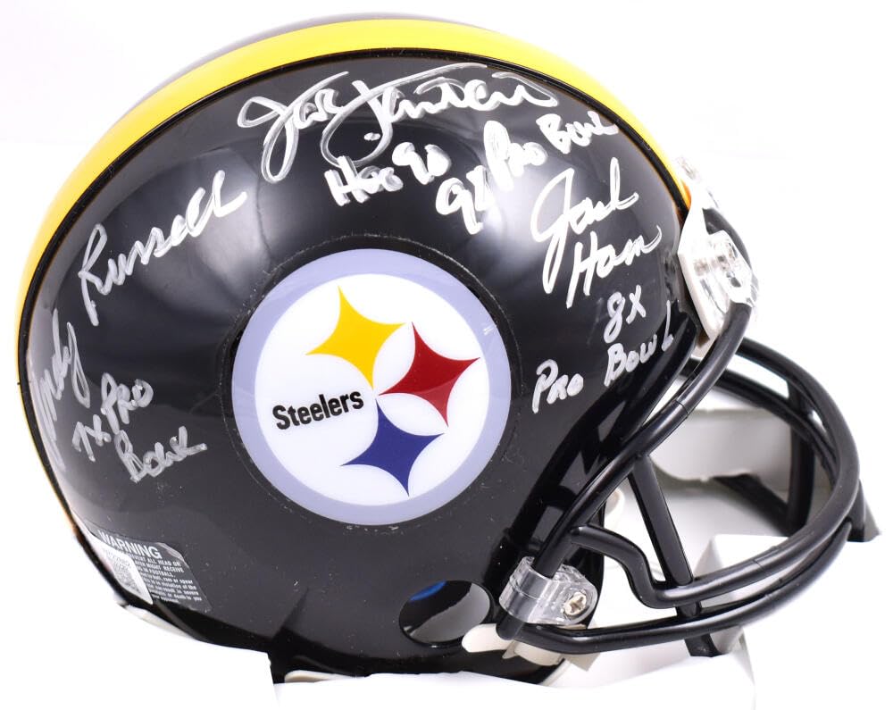 Ham Lambert Russell Autographed Steelers Mini Helmet WY22882-Beckett W Hologram Silver