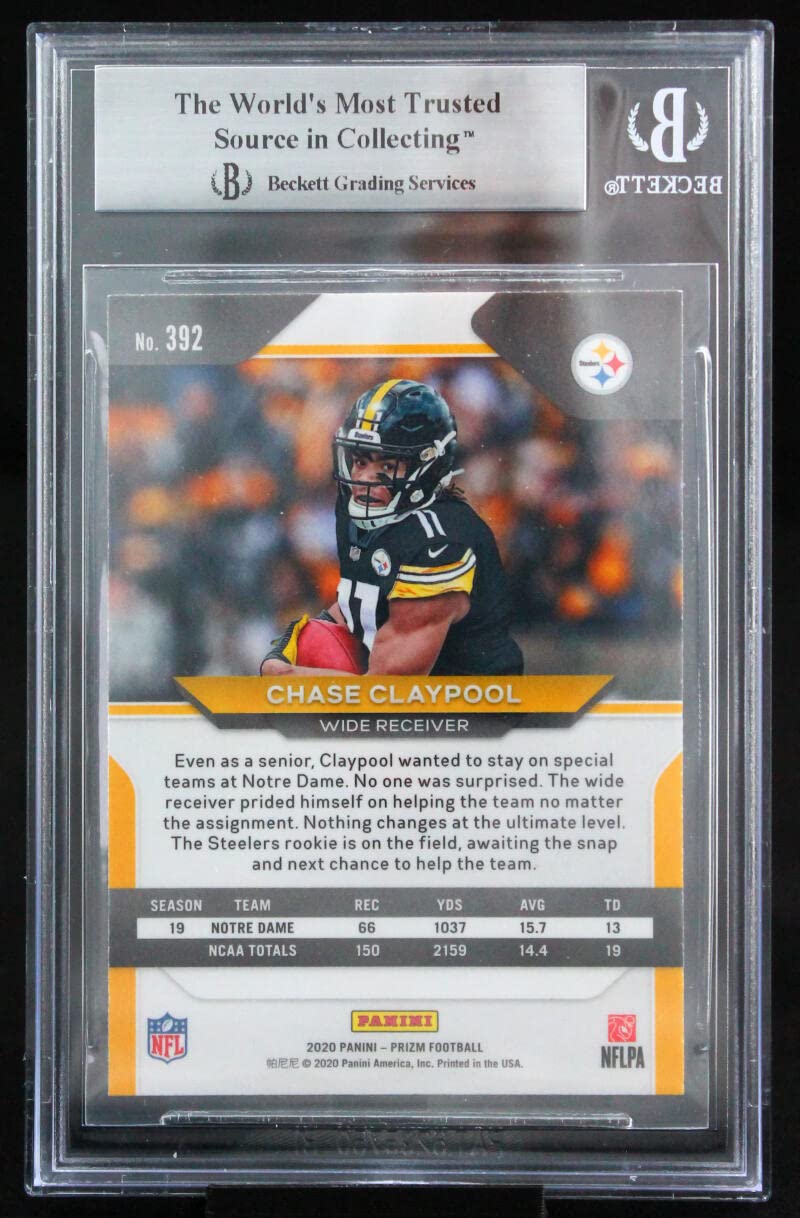 2020 Panini Prizm #392 Chase Claypool Pittsburgh Steelers BGS Auto 10