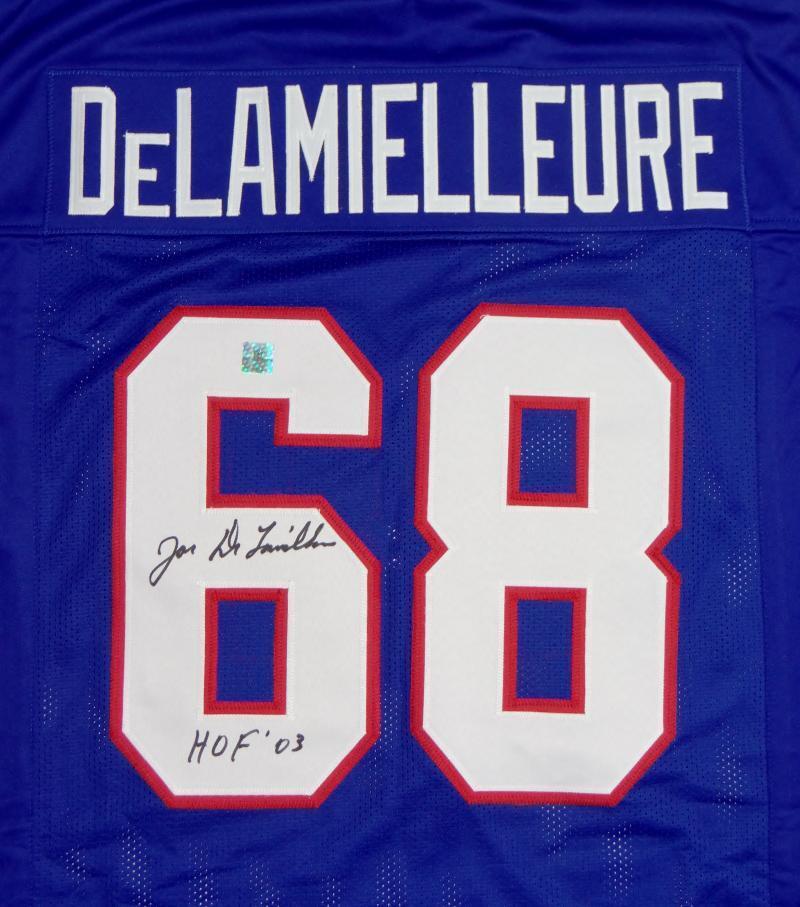Joe DeLamelleure Autographed Blue Pro Style Jersey HOF Insc TheJerseySource Auth