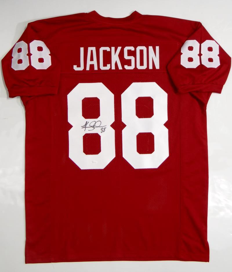 Keith Jackson Autographed Red College Style Jersey- JSA Witnessed Authenticated