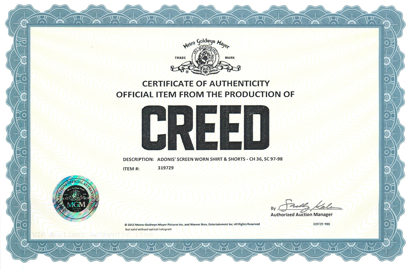 Michael B. Jordan Screen Worn Creed Adonis Johnson Shorts Change 36 Scene 97&98