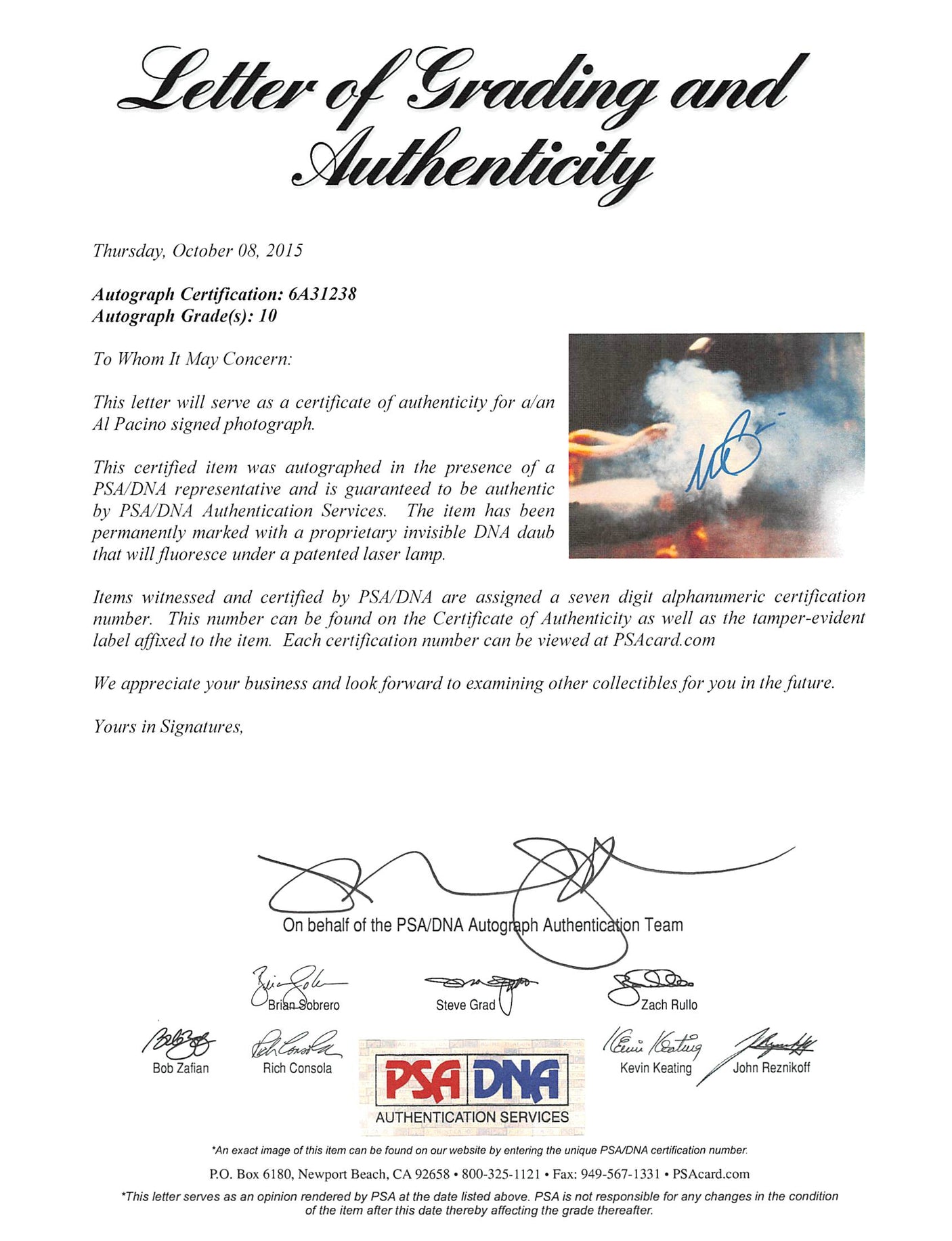 Al Pacino Scarface Signed 16x20 Say Hello To My Little Friend Photo Auto 10! PSA