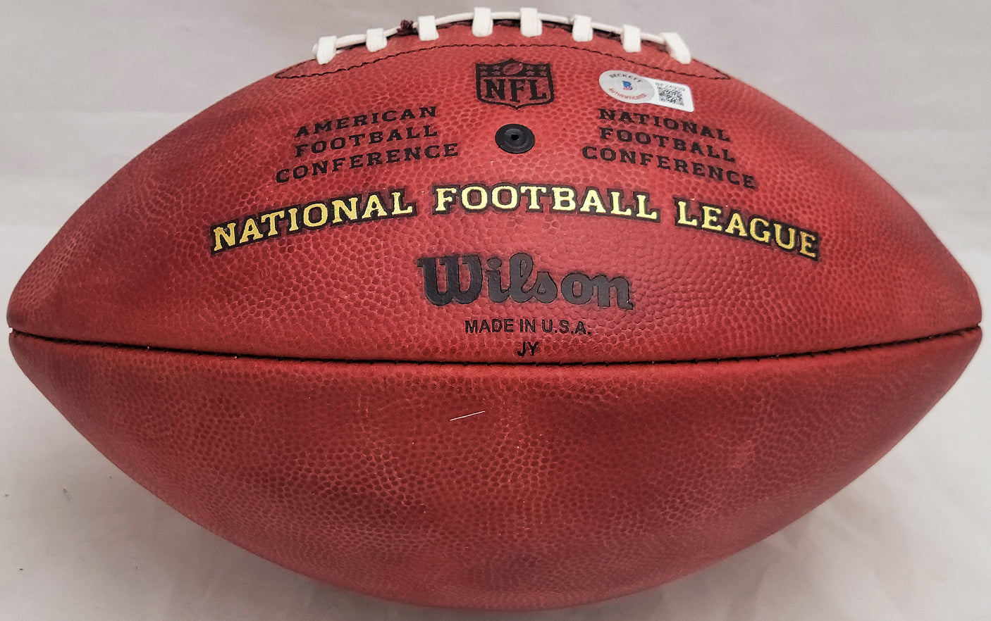 Russell Wilson Autographed Official NFL Leather Football Seattle Seahawks Beckett BAS QR #BF24939
