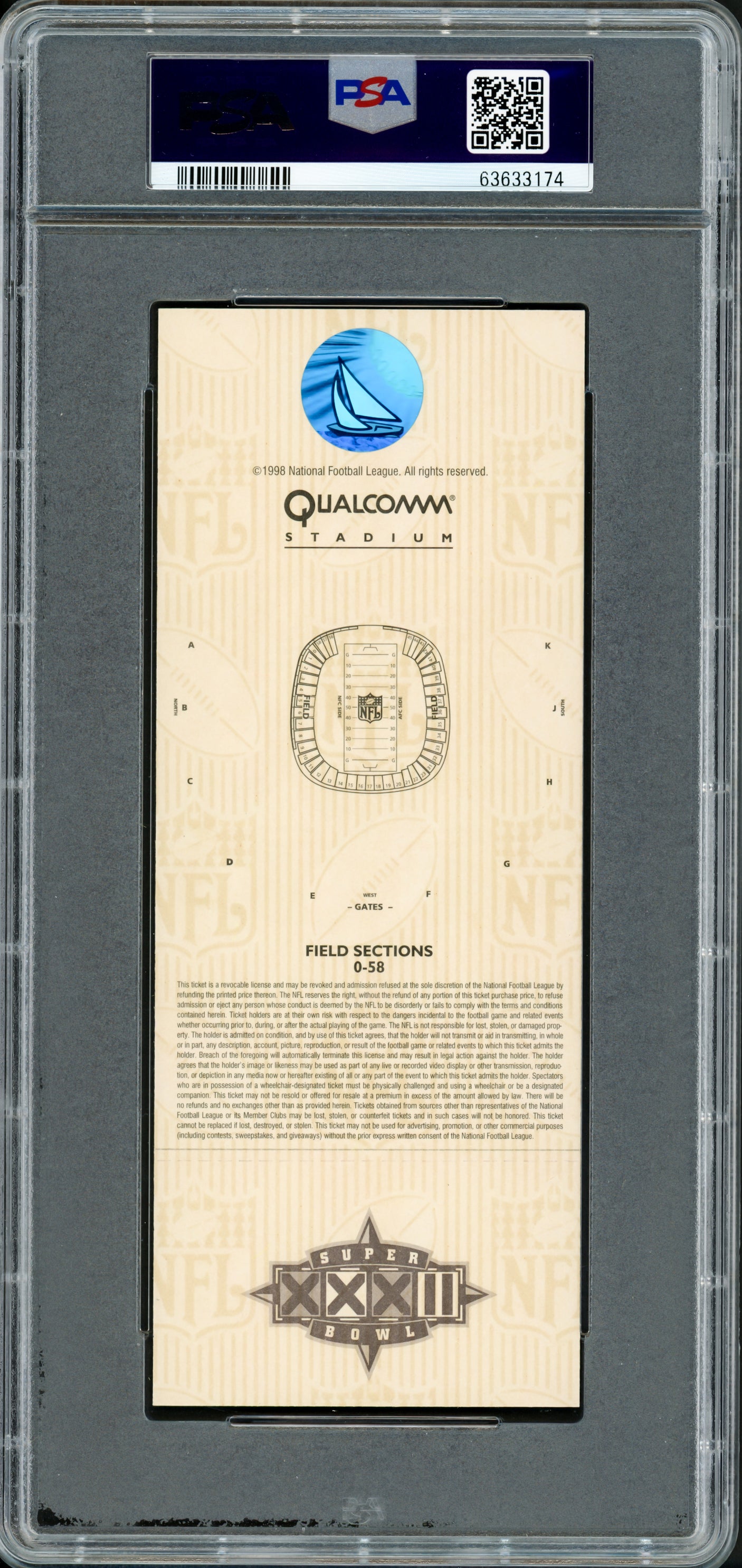 John Elway Autographed 1998 Super Bowl XXXII Ticket Denver Broncos PSA 9 Auto Grade Mint 9 PSA/DNA #63633174