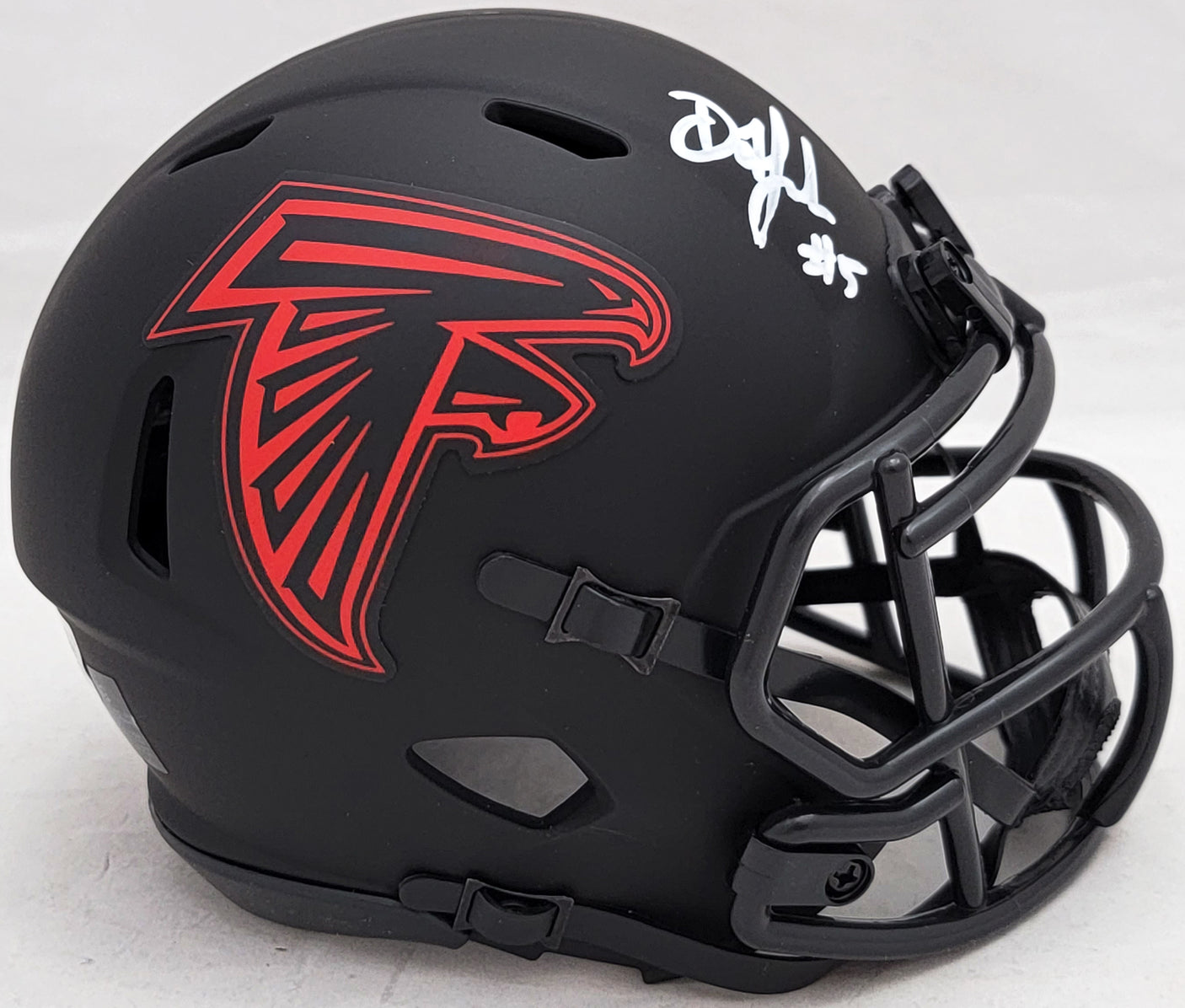 Drake London Autographed Atlanta Falcons Eclipse Black Speed Mini Helmet Beckett BAS QR Stock #206128