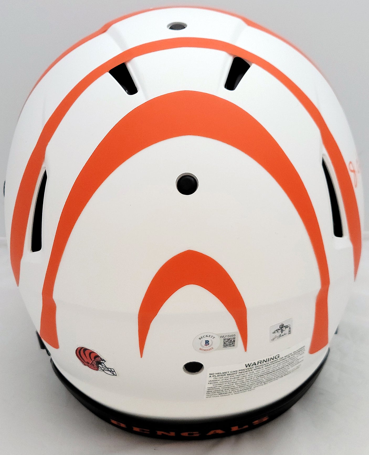 Ja'Marr Chase Autographed Cincinnati Bengals Lunar Eclipse White Full Size Authentic Speed Helmet Beckett BAS QR Stock #205623