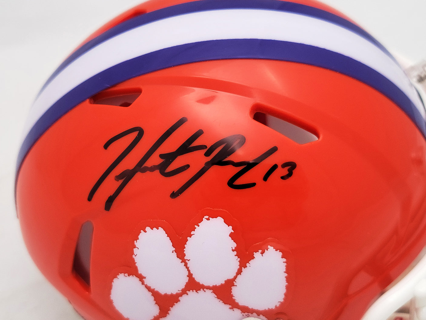 Hunter Renfrow Autographed Clemson Tigers Orange Speed Mini Helmet Beckett BAS QR Stock #205672