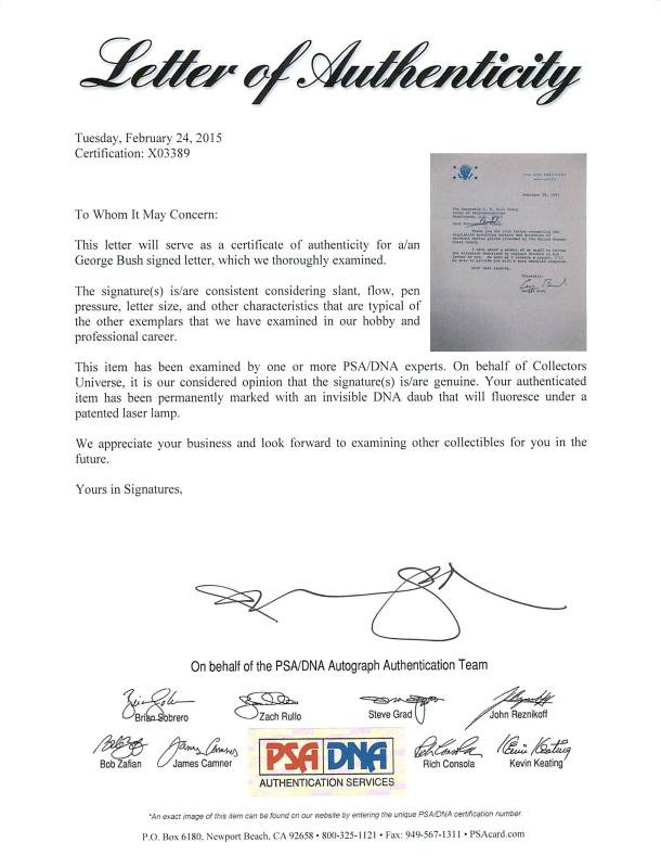 George H.W. Bush Authentic Signed 1981 Letter As Vp W/ Darvick COA & PSA #X03389