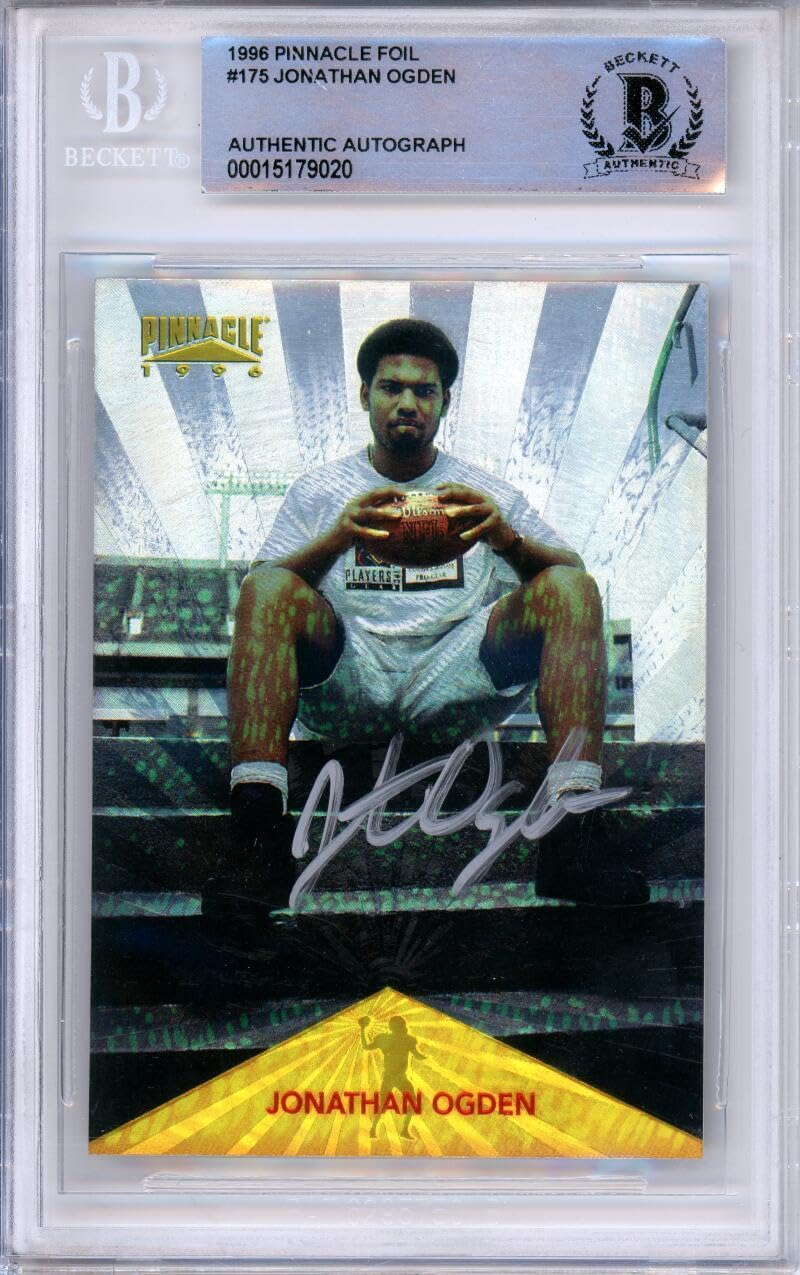 1996 Pinnacle Foil #175 Jonthan Ogden RC Ravens BGS Autograph 10
