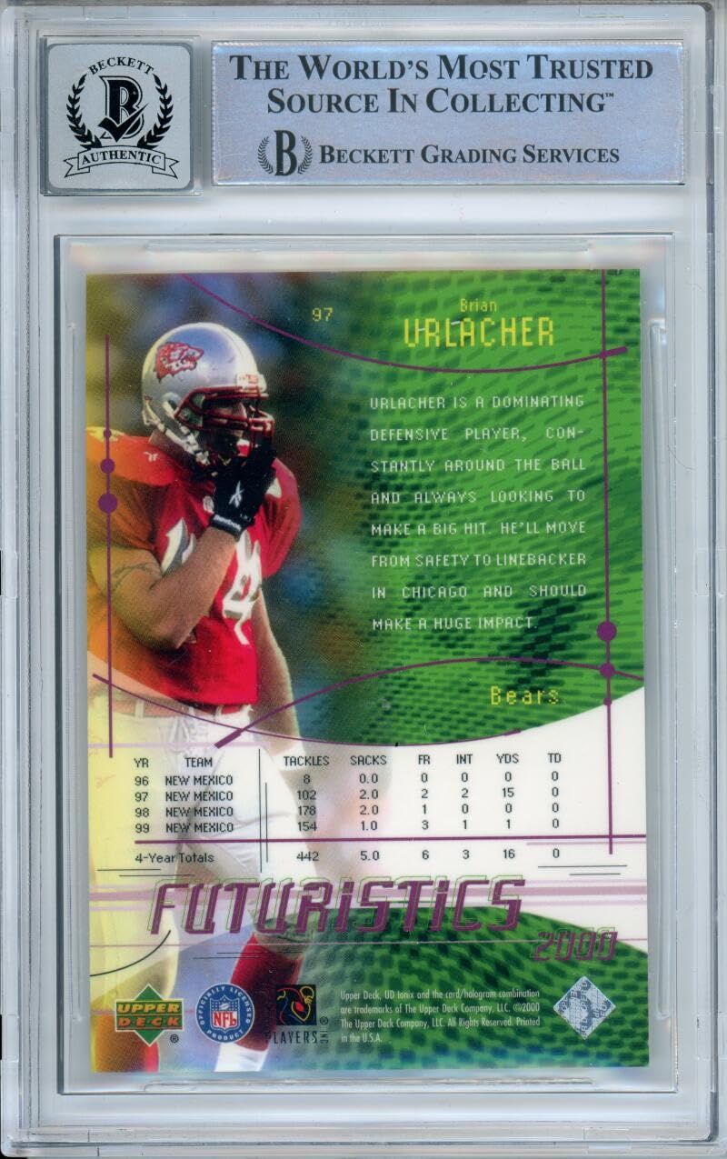 2000 Upper Deck Ionix #97 Brian Urlacher RC /2000 Chicago Bears BGS Auto 10