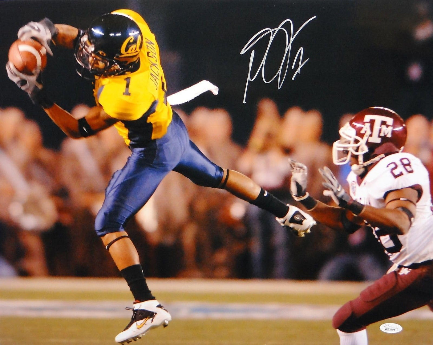 DeSean Jackson Autographed 16x20 Catch Against Texas A&M Photo- JSA W Auth