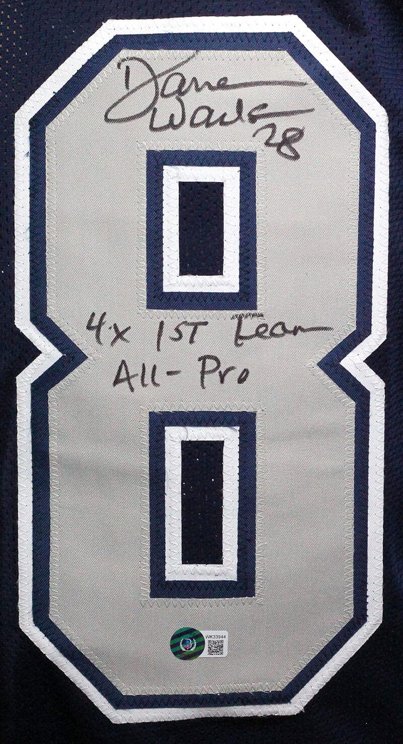 Darren Woodson Autographed Blue w Grey Num Pro Style Jersey Insc- Beckett W *Blk