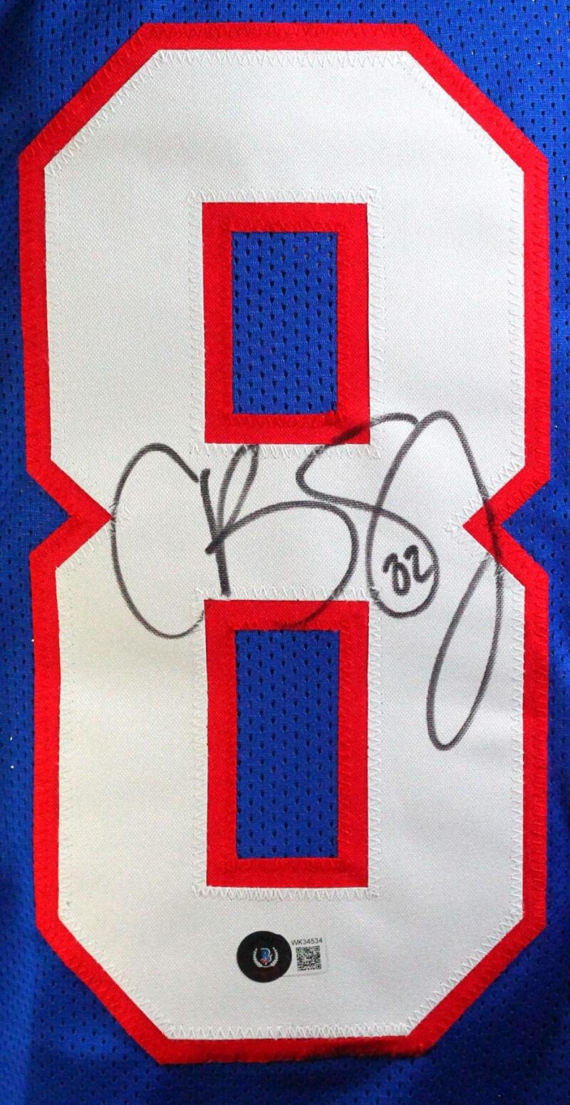 Cole Beasley Autographed Blue College Style Jersey- Beckett W *Black