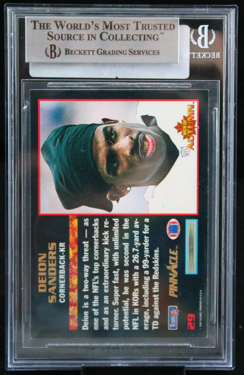 1993 Pinnacle Men of Autumn #29 Deion Sanders Falcons BGS Autograph 10