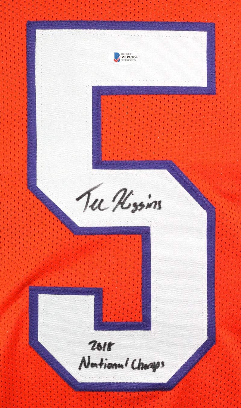 Tee Higgins Autographed Orange College Style Jersey w/ Insc - Beckett W Auth *5