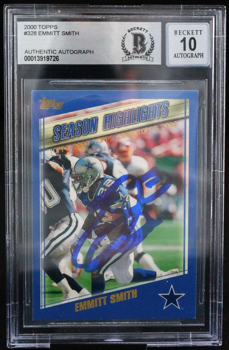 2000 Topps #328 Emmitt Smith Auto Dallas Cowboys BGS Autograph 10