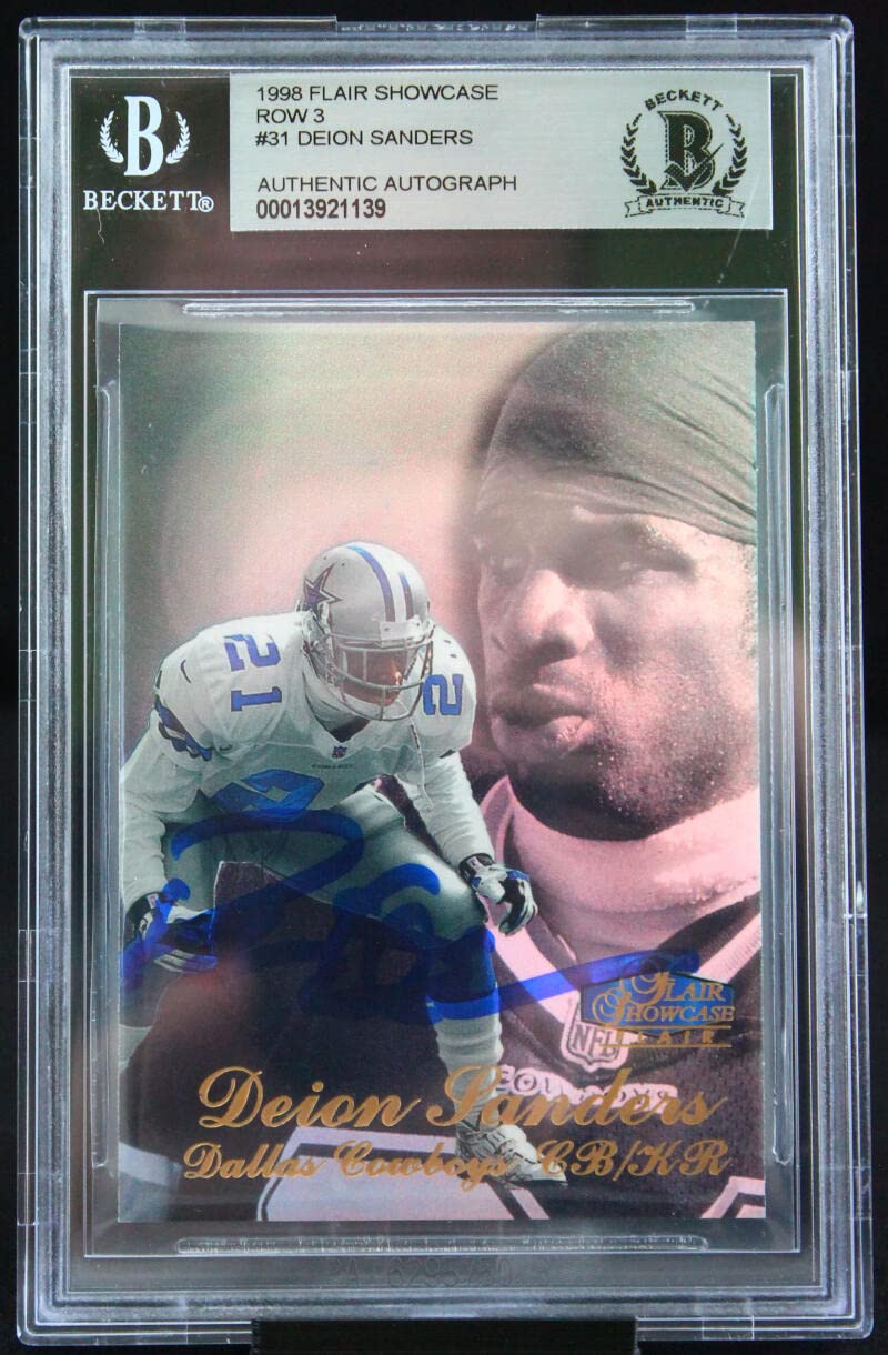 1998 Flair Showcase Row 3 #31 Deion Sanders Auto Cowboys BGS Autograph 10
