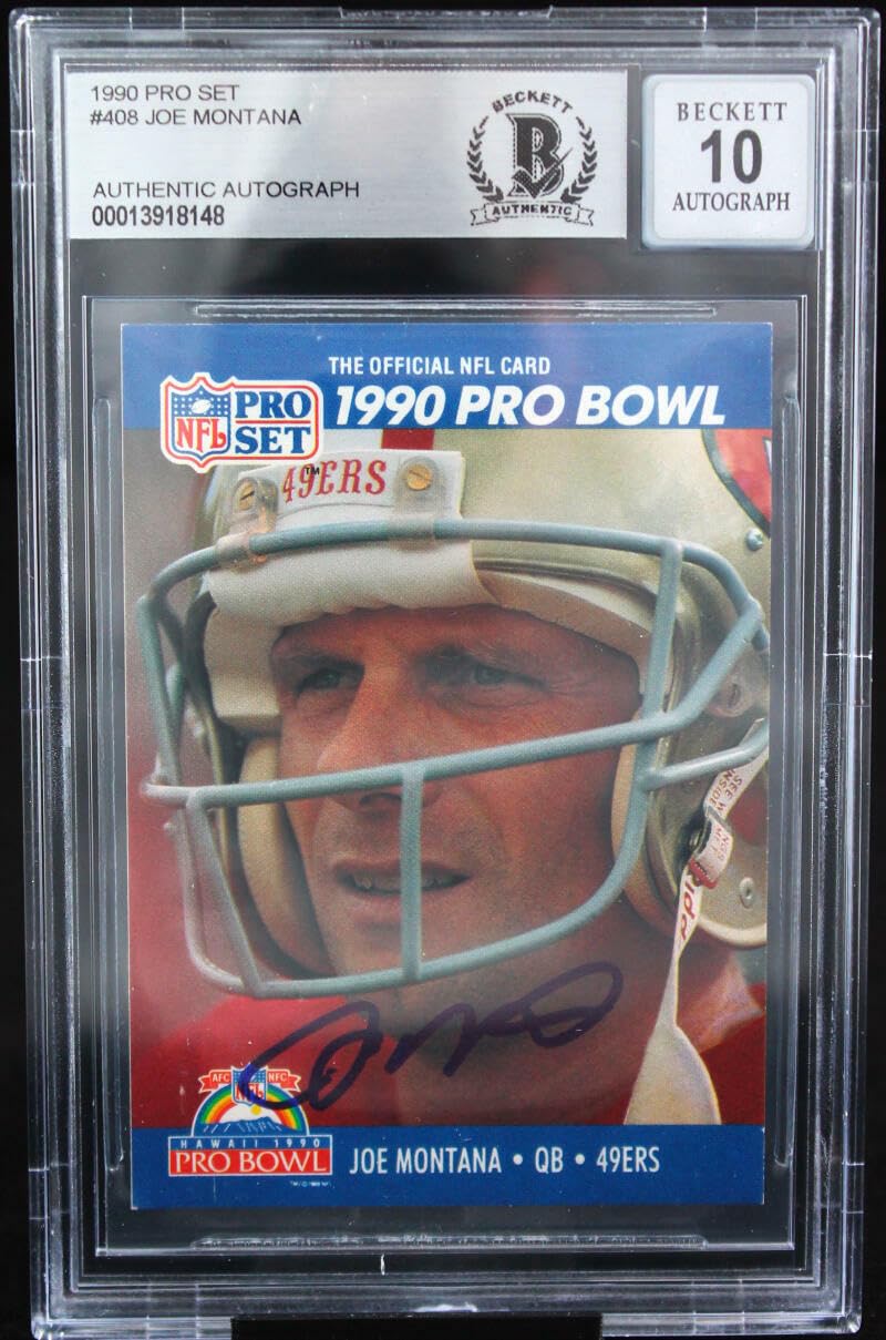1990 Pro Set #408 Joe Montana Auto San Francisco 49ers BGS Autograph 10