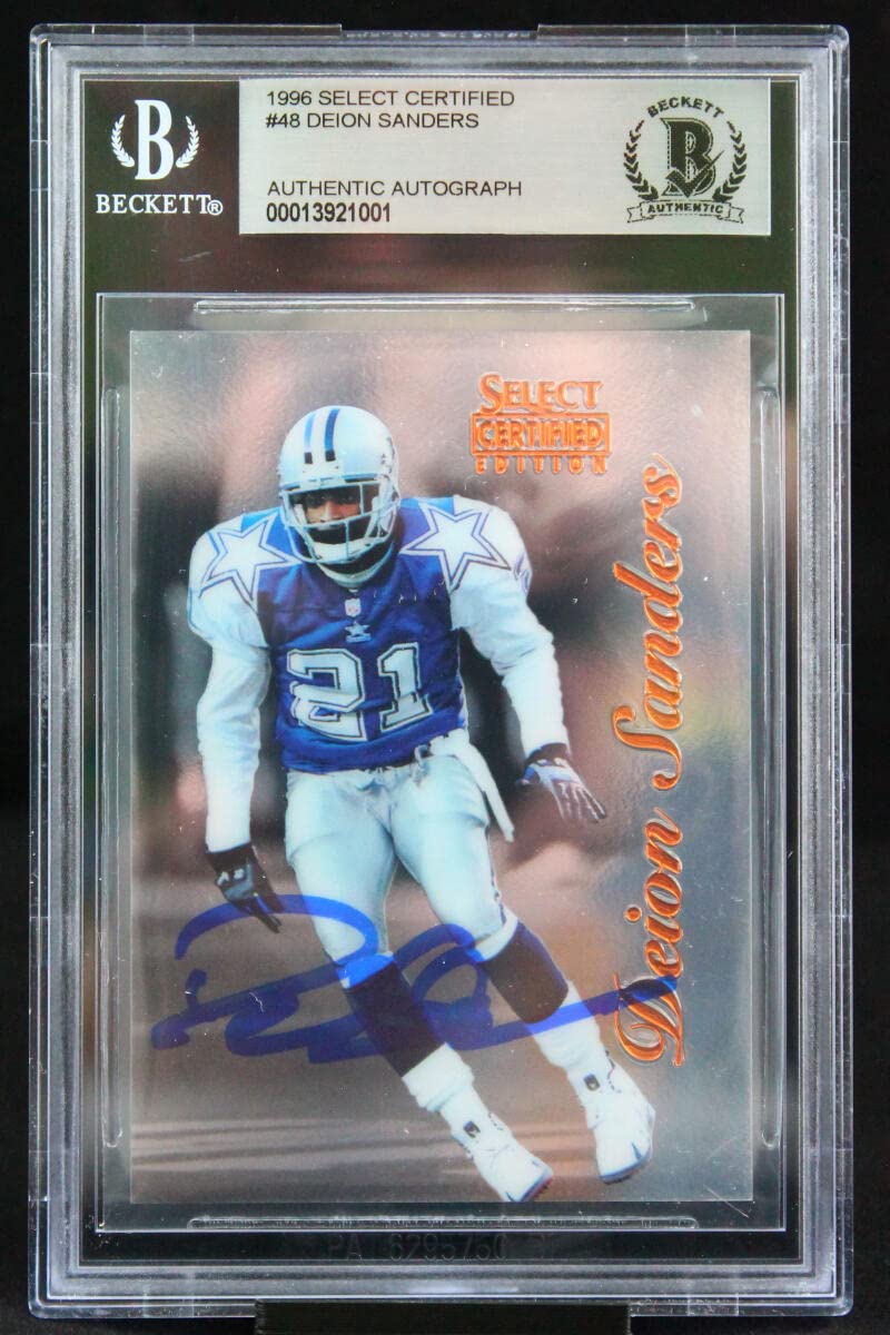 1996 Select Certified #48 Deion Sanders Dallas Cowboys BGS Autograph 10