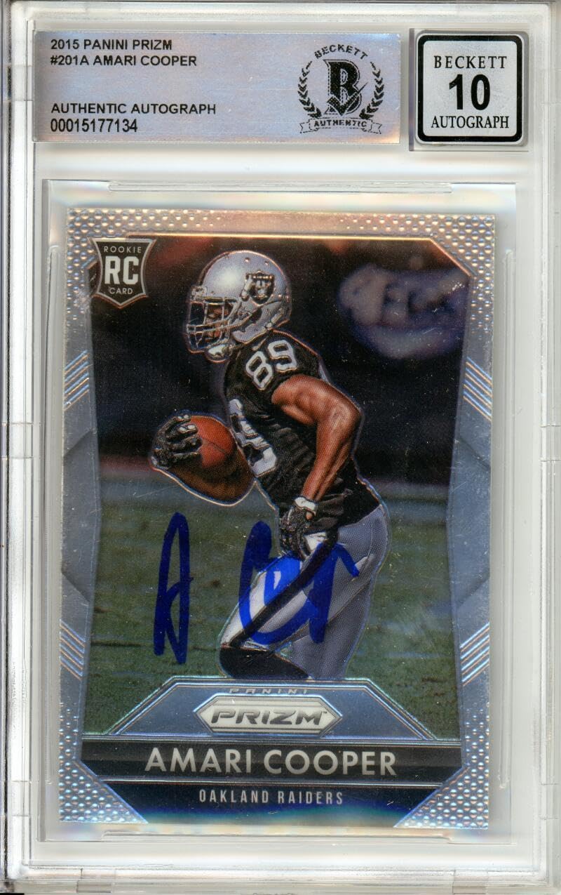 2015 Panini Prizm #201A Amari Cooper RC Raiders BGS Autograph 10