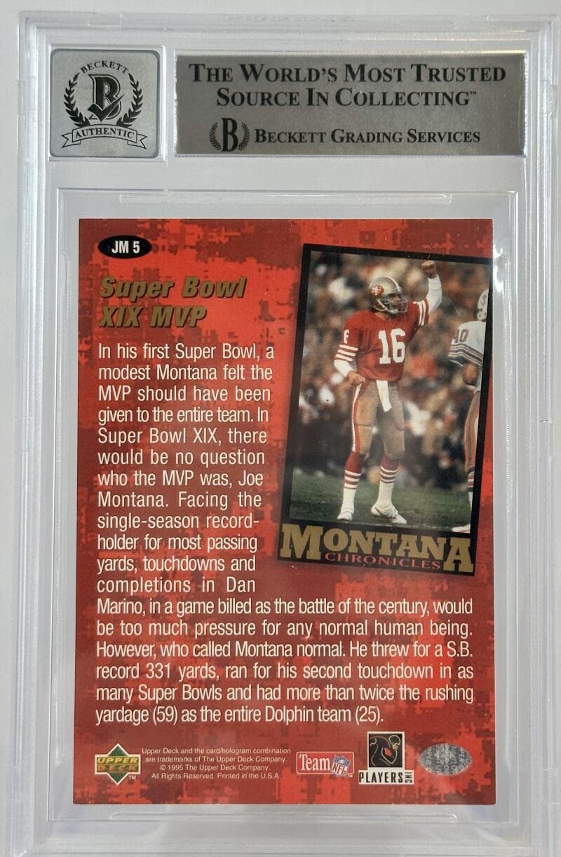 1995 Collector's Choice Joe Montana #JM5 Auto San Francisco 49ers BGS Auto 10