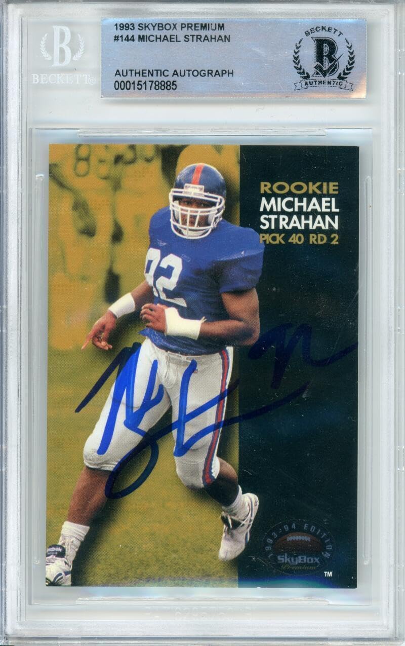 1993 Skybox Premium #144 Michael Strahan RC New York Giants BGS Autograph 10