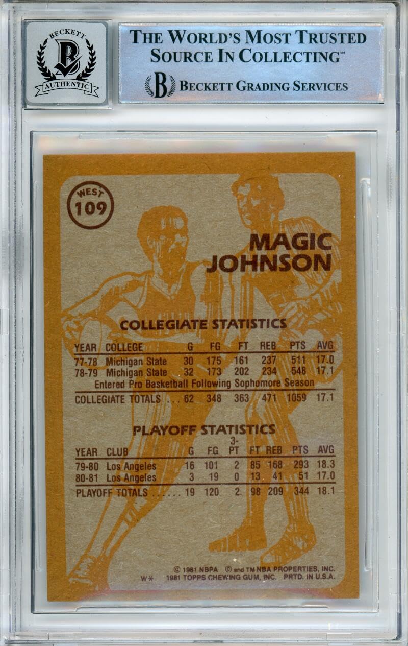 1981-82 Topps Super Action #21 Magic Johnson RC Los Angeles Lakers BGS Auto 10