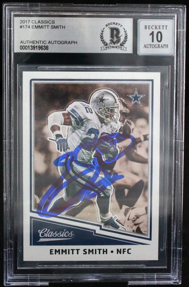 2017 Classics #174 Emmitt Smith Dallas Cowboys BGS Autograph 10