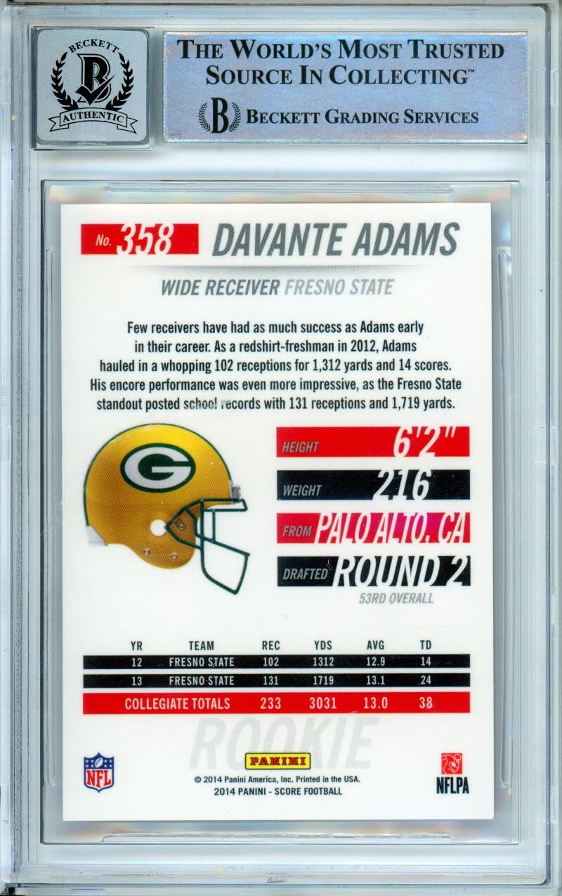 2014 Panini Hot Rookies Prizm Red #358 Davante Adams RC /149 Packers BGS Auto 10