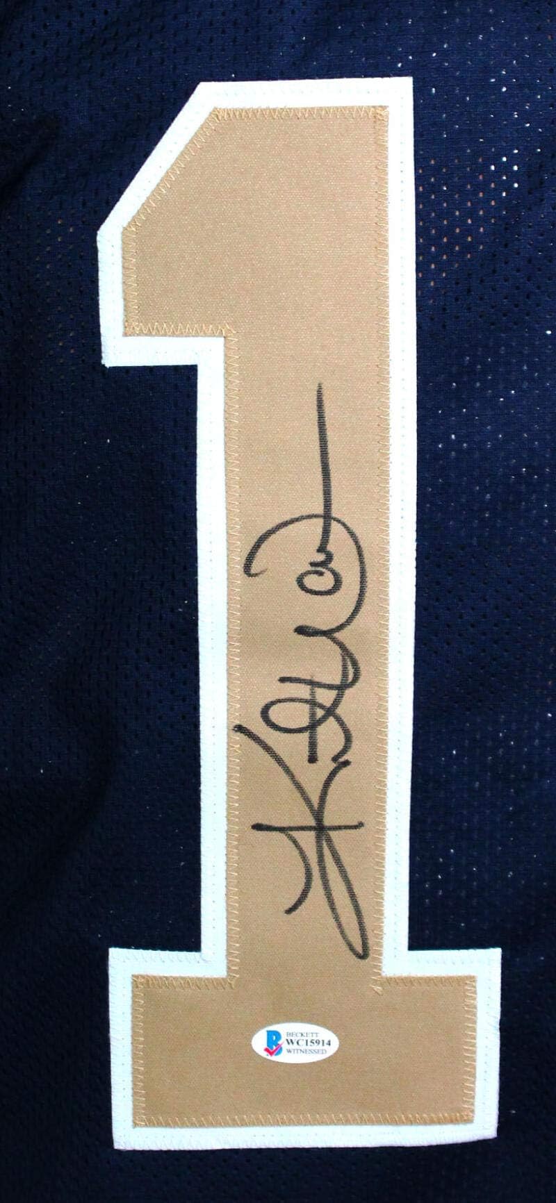 Kurt Warner Autographed Blue/Gold Pro Style Jersey - Beckett W *Black *1