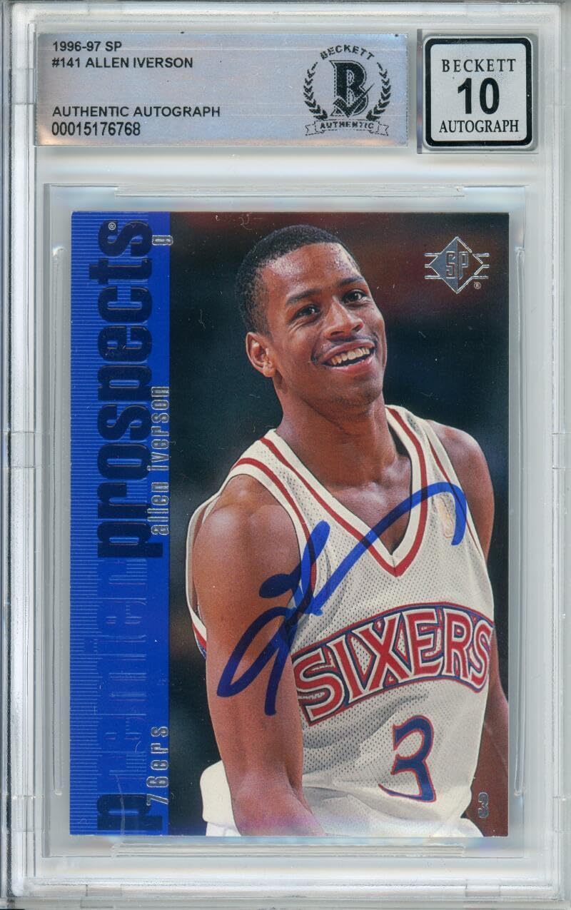 1996-97 Upper Deck SP #141 Allen Iverson RC 76ers BGS Autograph 10