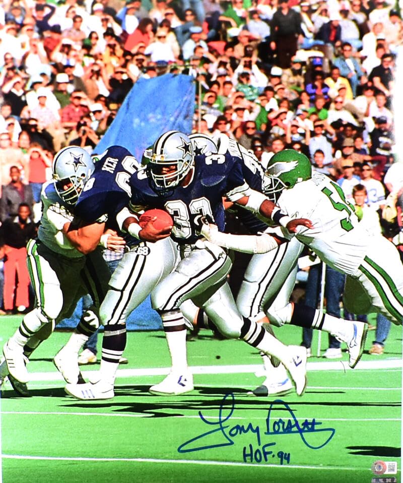 Tony Dorsett Autographed Cowboys 16x20 Vs. Eagles Photo w/HOF- Beckett W Holo