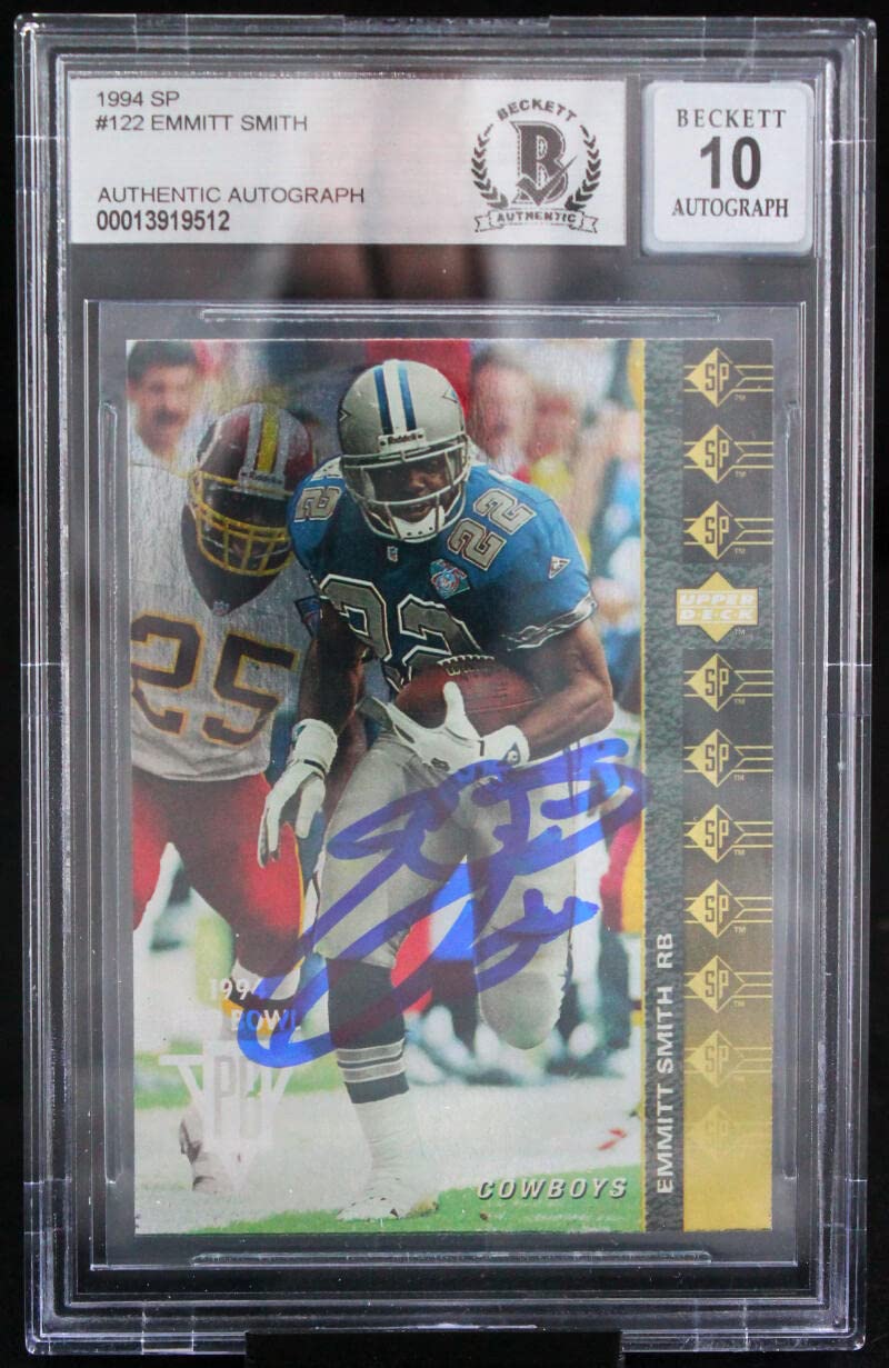 1994 SP #122 Emmitt Smith Auto Dallas Cowboys BGS Autograph 10
