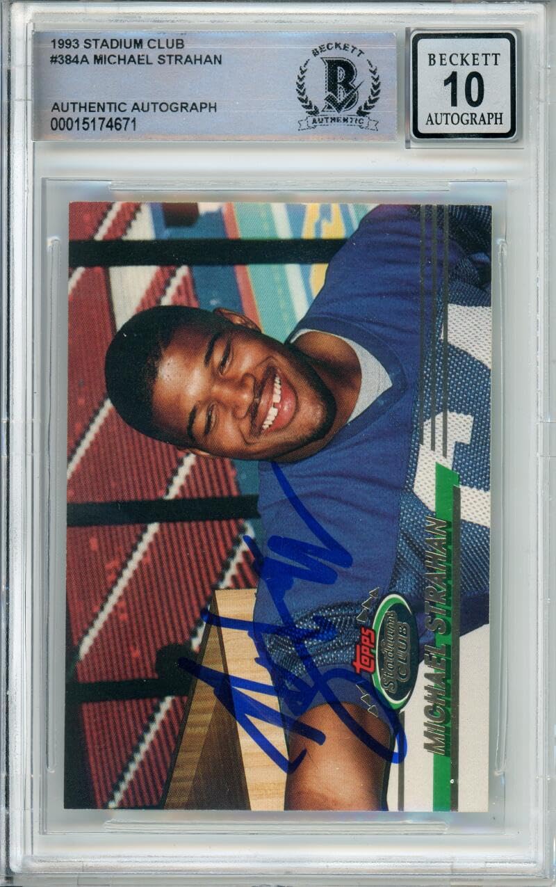 1993 Topps Stadium Club #384A Michael Strahan RC New York Giants BGS Auto 10