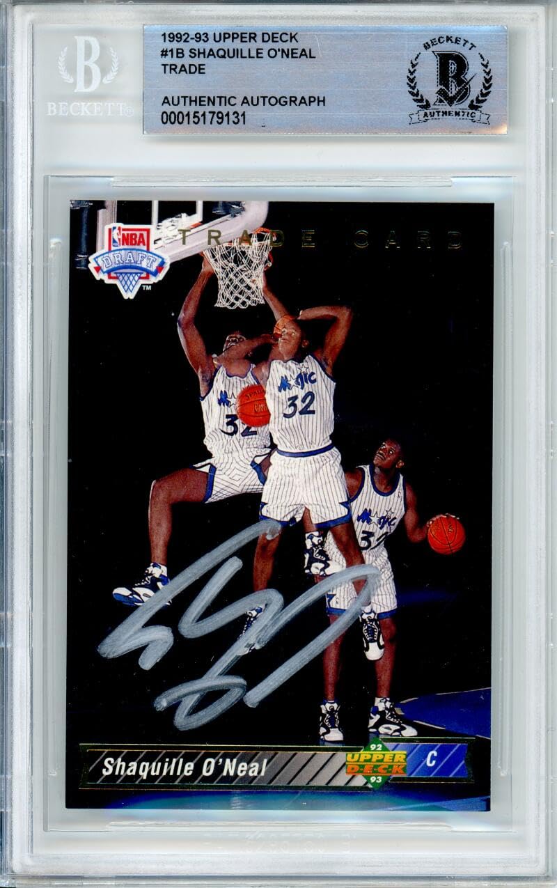 1992-93 Upper Deck #1B Shaquille O'neal Trade RC Orlando Magic BGS Autograph 10