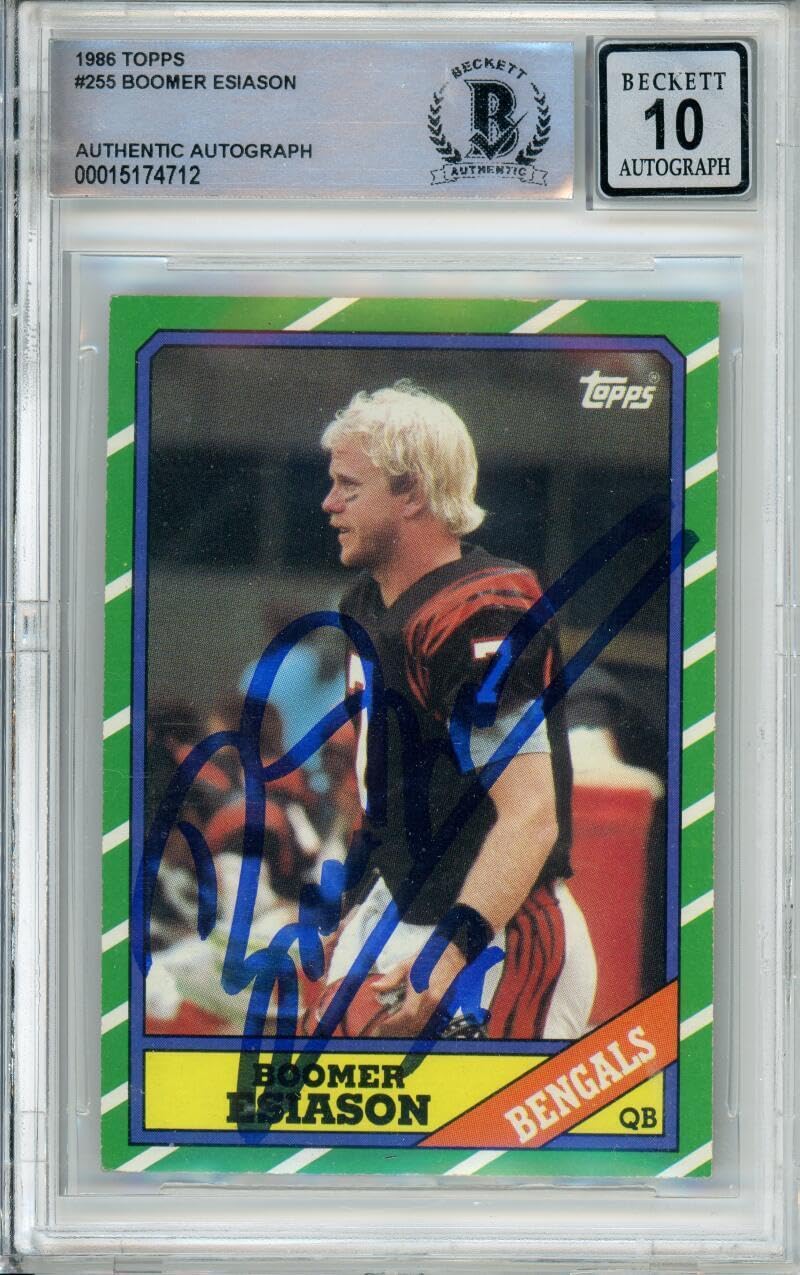 1986 Topps #255 Boomer Esiason RC Cincinnati Bengals BGS Autograph 10