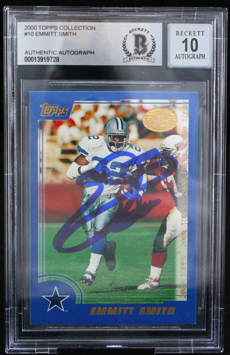 2000 Topps Collection #10 Emmitt Smith Auto Dallas Cowboys BGS Autograph 10