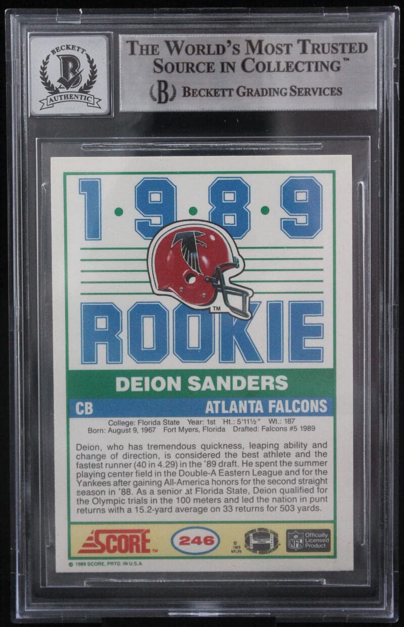 1989 Score #246 Deion Sanders Atlanta Falcons BGS Autograph 10