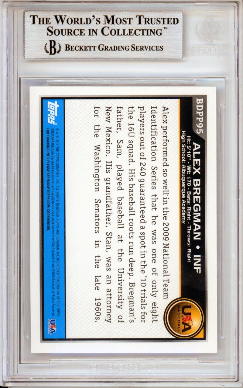 2010 Bowman Draft Prospects #BDPP95 Alex Bregman RC Astros BGS Autograph 10