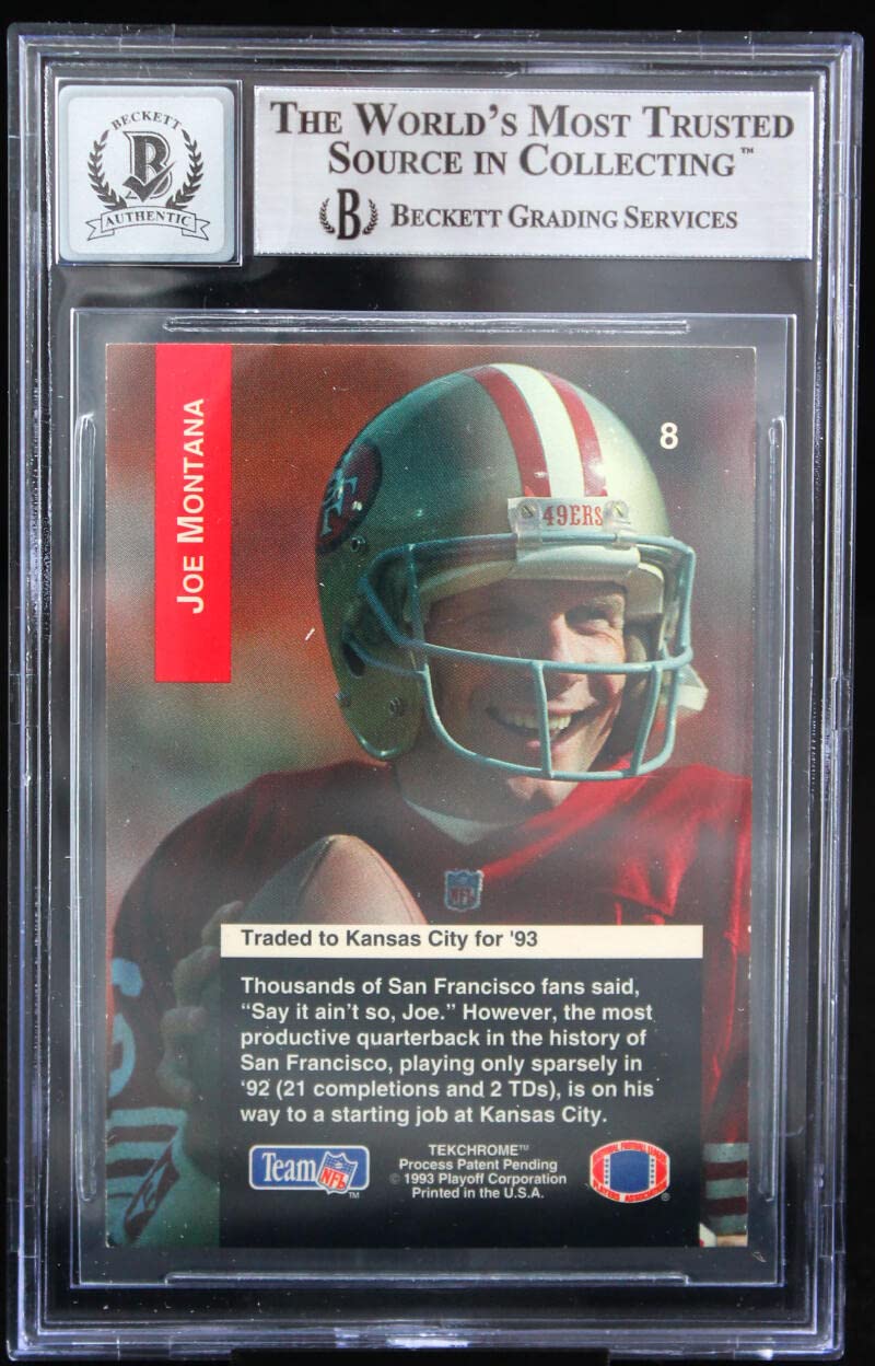 1993 Playoff #8 Joe Montana Auto San Francisco 49ers BGS Autograph 10