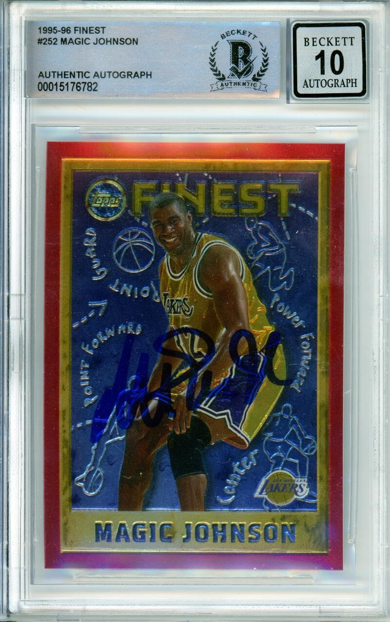 1995-96 Topps Finest #252 Magic Johnson Los Angeles Lakers BGS Autograph 10