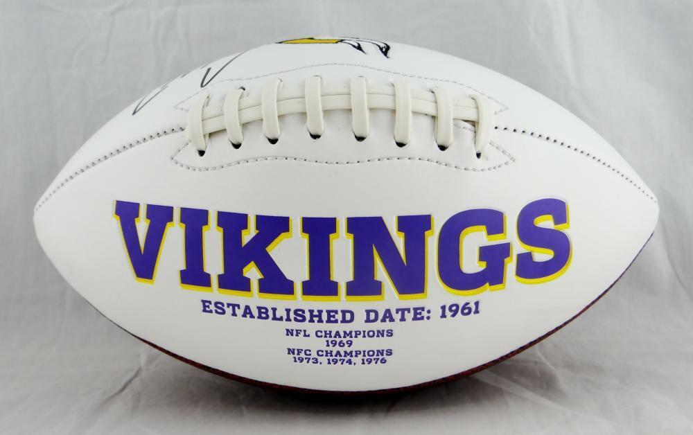 Case Keenum Autographed Minnesota Vikings Logo Football- JSA W Auth *R