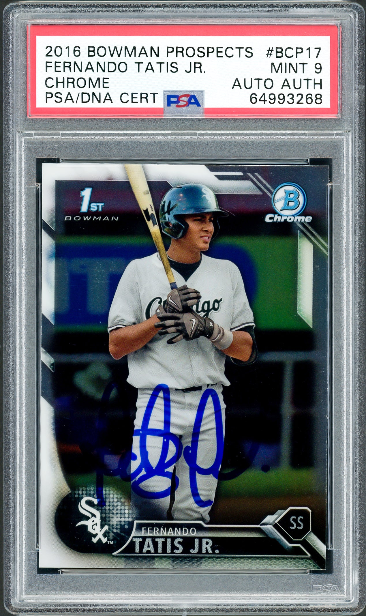 Fernando Tatis Jr. Autographed 2016 Bowman Chrome Prospects Rookie Card #BCP17 San Diego Padres PSA 9 PSA/DNA #64993268