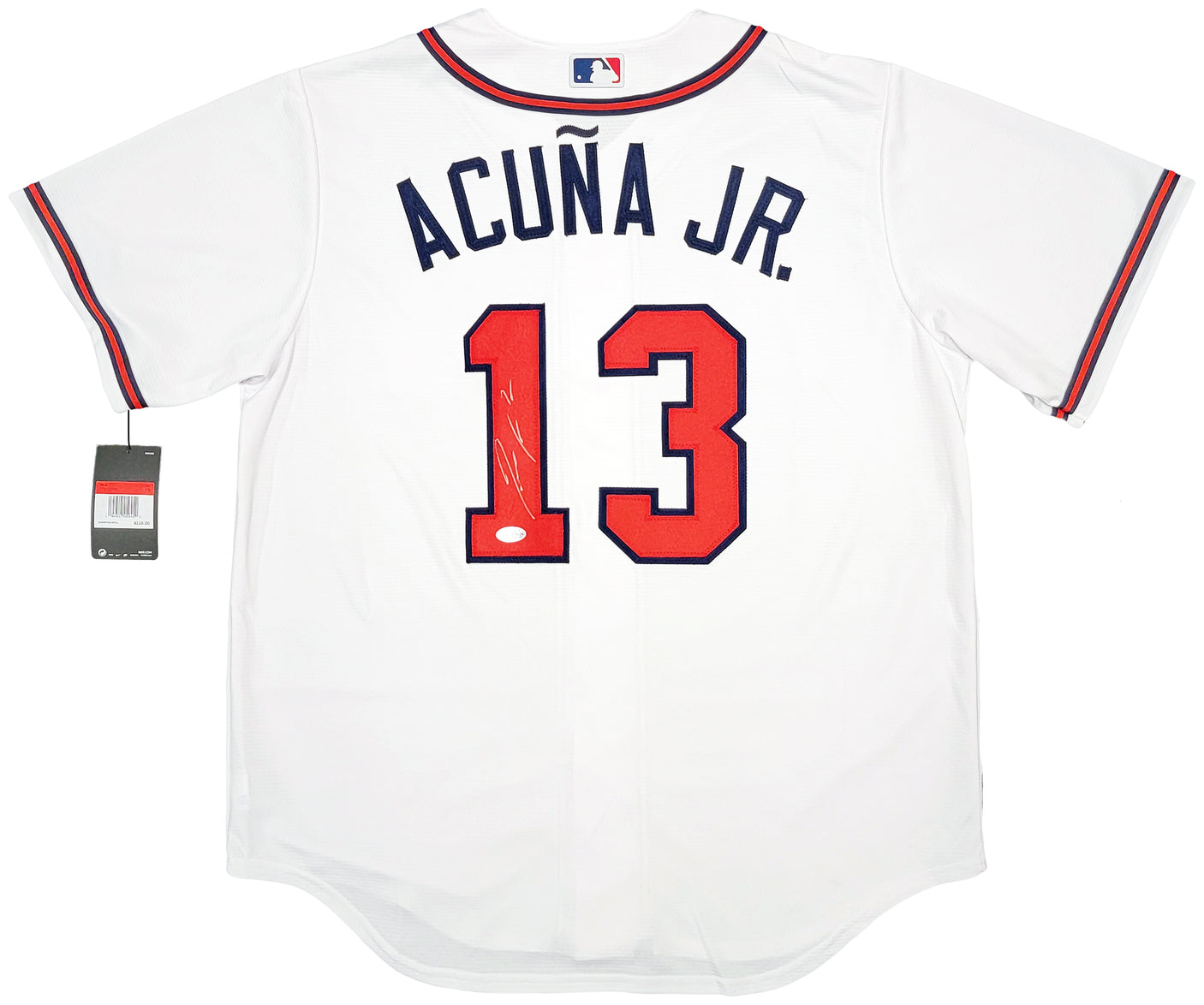 Atlanta Braves Ronald Acuna Jr. Autographed White Nike Jersey Size Large Beckett BAS Stock #206516