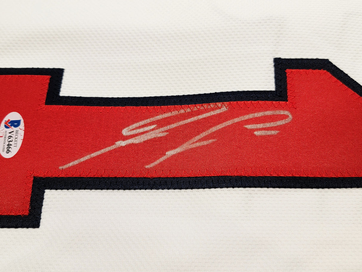Atlanta Braves Ronald Acuna Jr. Autographed White Majestic Authentic Cool Base Jersey Size 52 Beckett BAS Stock #206515