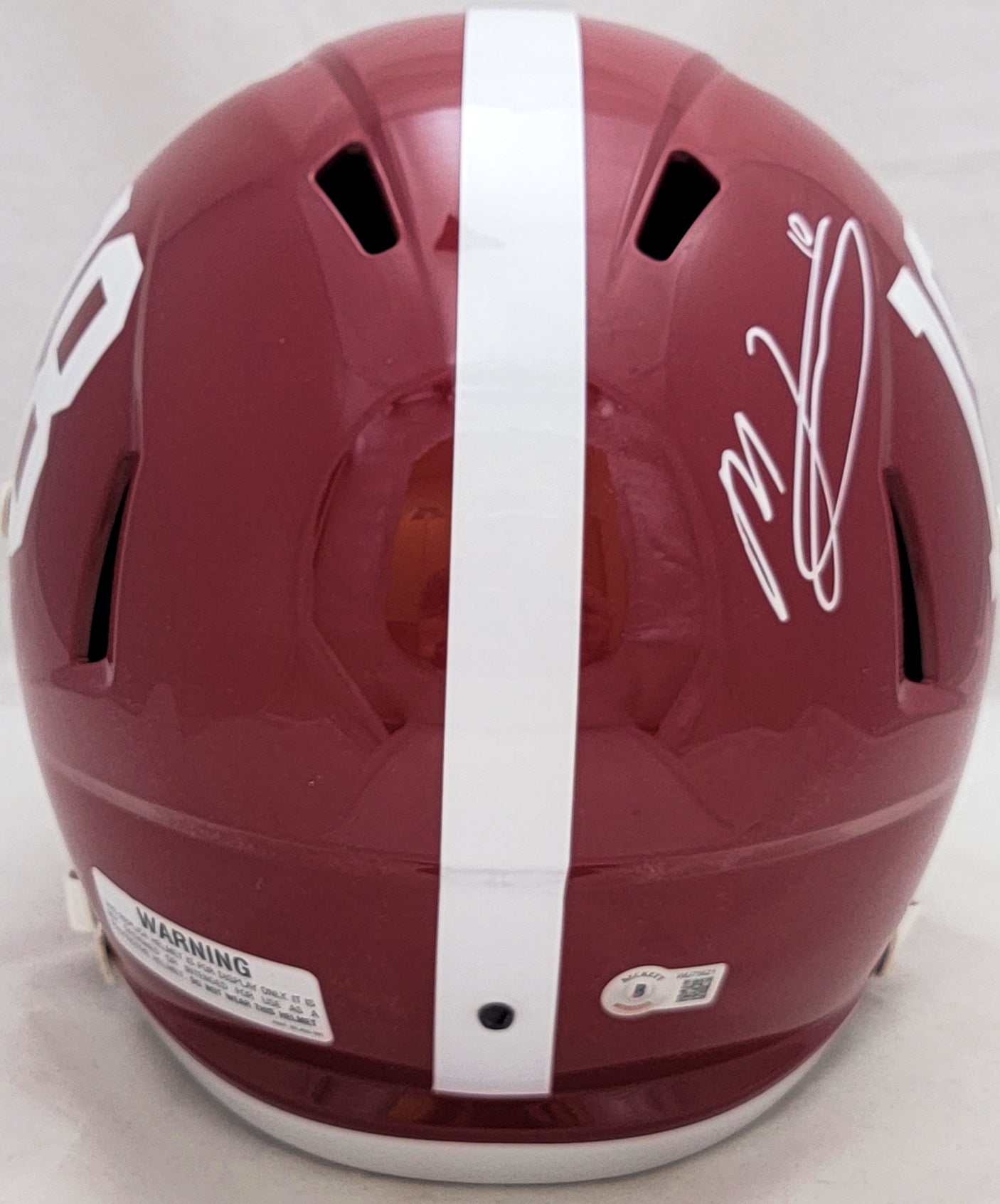 Mac Jones Autographed Alabama Crimson Tide Red Full Size Replica Speed Helmet Beckett BAS Witness Stock #206520